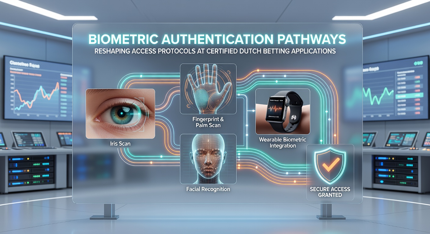 Gebruikersinterface van een Nederlandse sportsbook app met biometrische login-opties en beveiligingsindicatoren