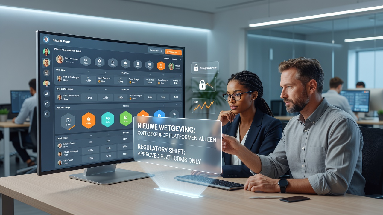 Detail van aangepaste esports interface met regulatoire waarschuwingen en limieten