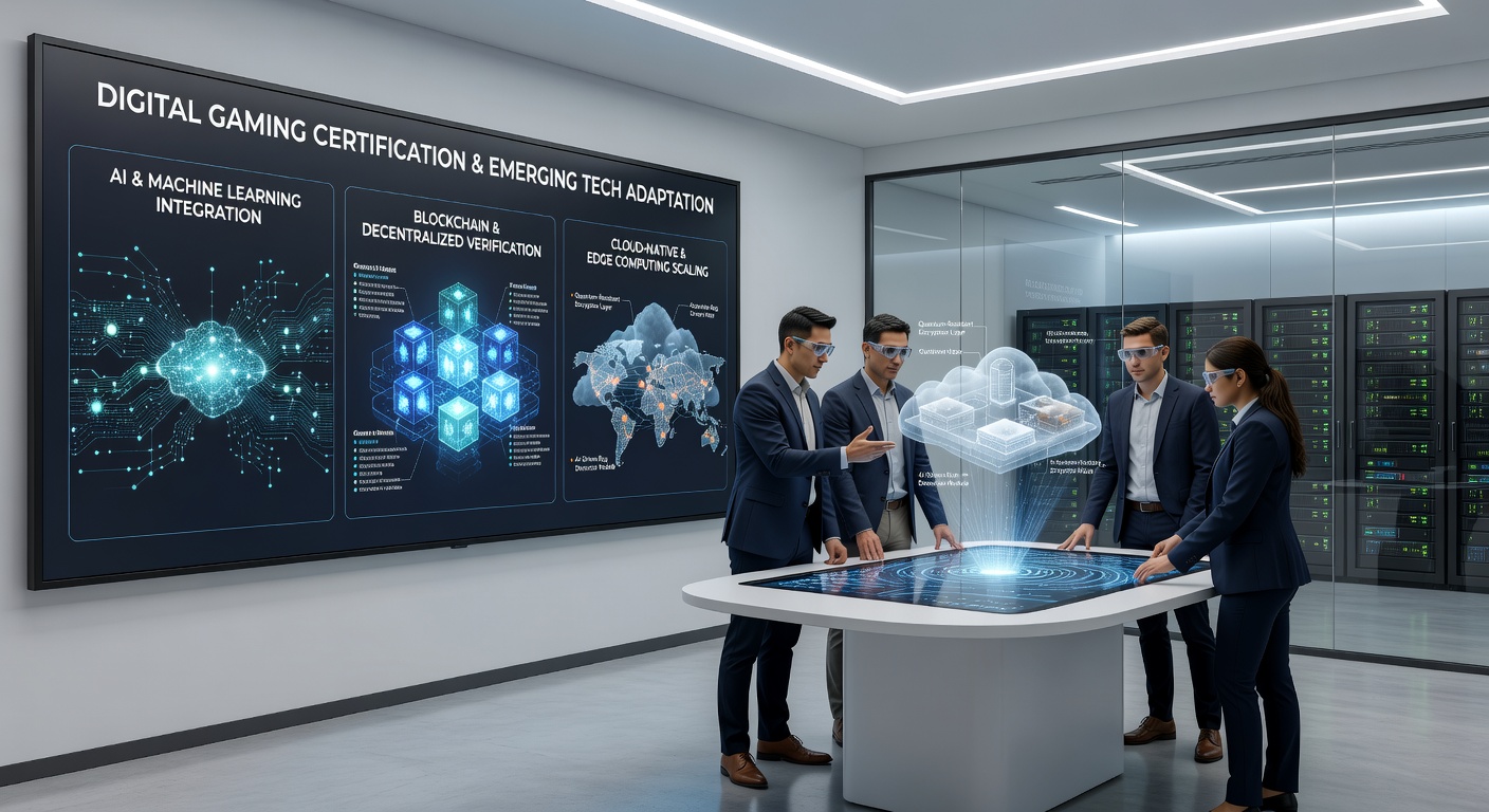 Weergave van blockchainintegratie en AI in certificeringsaudits voor Nederlandse gaming software
