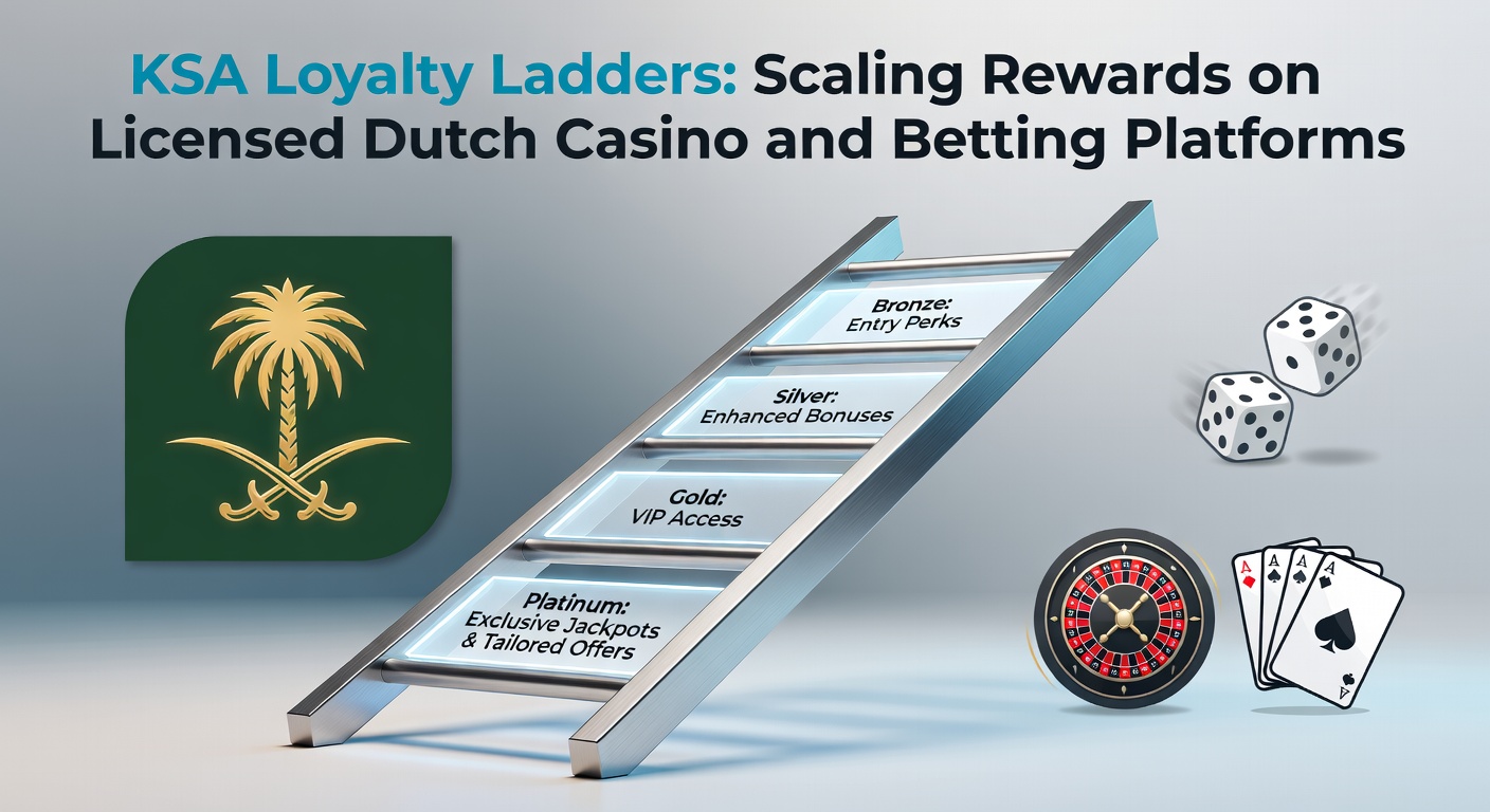 Grafische weergave van een loyalty ladder met oplopende beloningsniveaus op een Nederlands casino-platform, inclusief icons voor punten, bonussen en VIP-voordelen