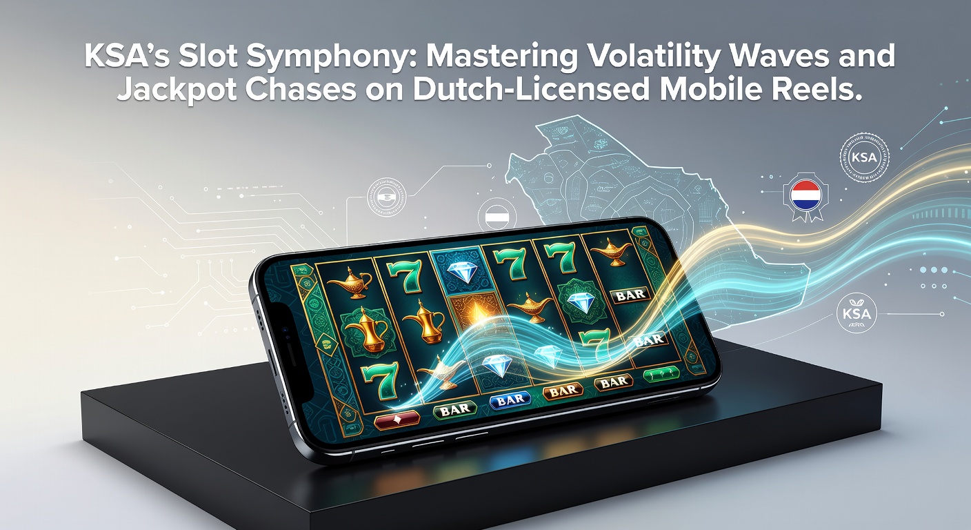 Mobiel scherm met jackpotmeter en volatiliteitgrafiek op een KSA-slot, symboliserend hoge stakes en winstkansen