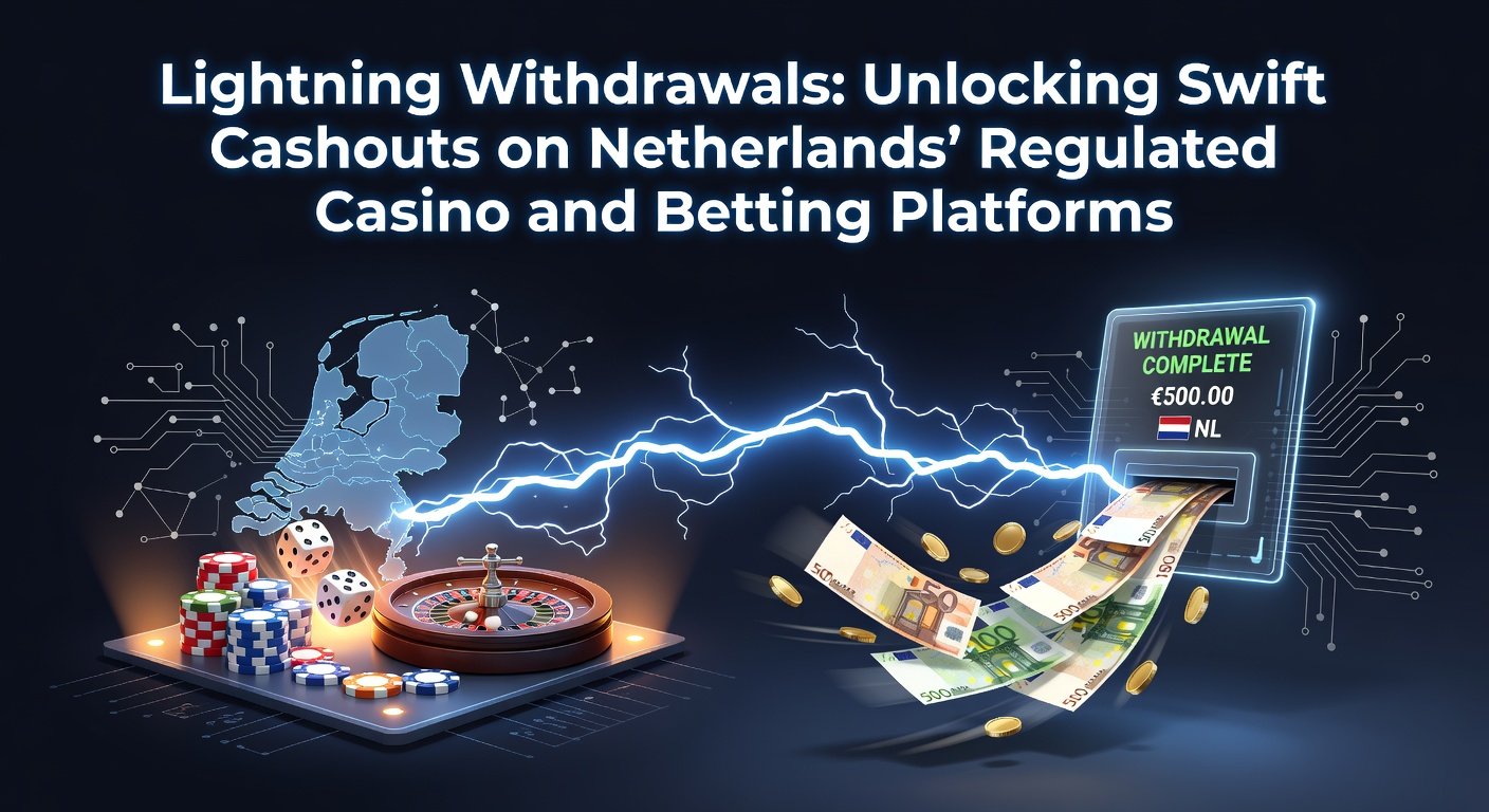 Grafiek met bliksemsnelle pijlen die contant geld naar een Nederlandse bankrekening sturen op een casino-app-scherm