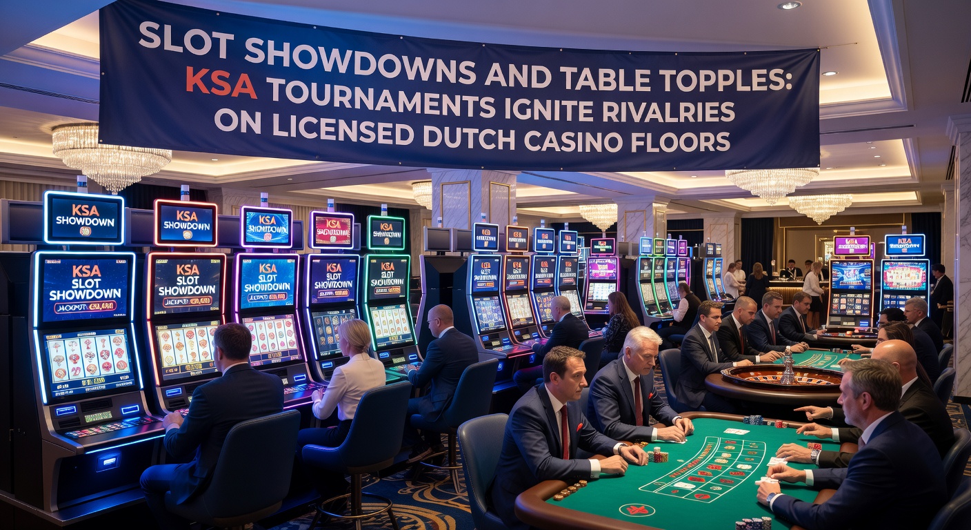 Live dealer blackjack tafel tijdens een table topples toernooi, met spelers die kaarten analyseren en rivalen observeren via split-screen streams